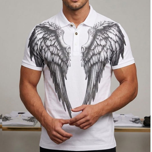 Angel Wings Printed Polo T-Shirt Graphic Polo T-Shirt