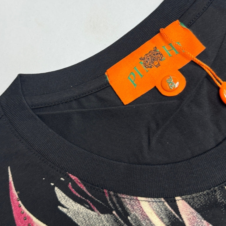 Black Premium 100% Cotton Animal Siroski T-Shirt For Men