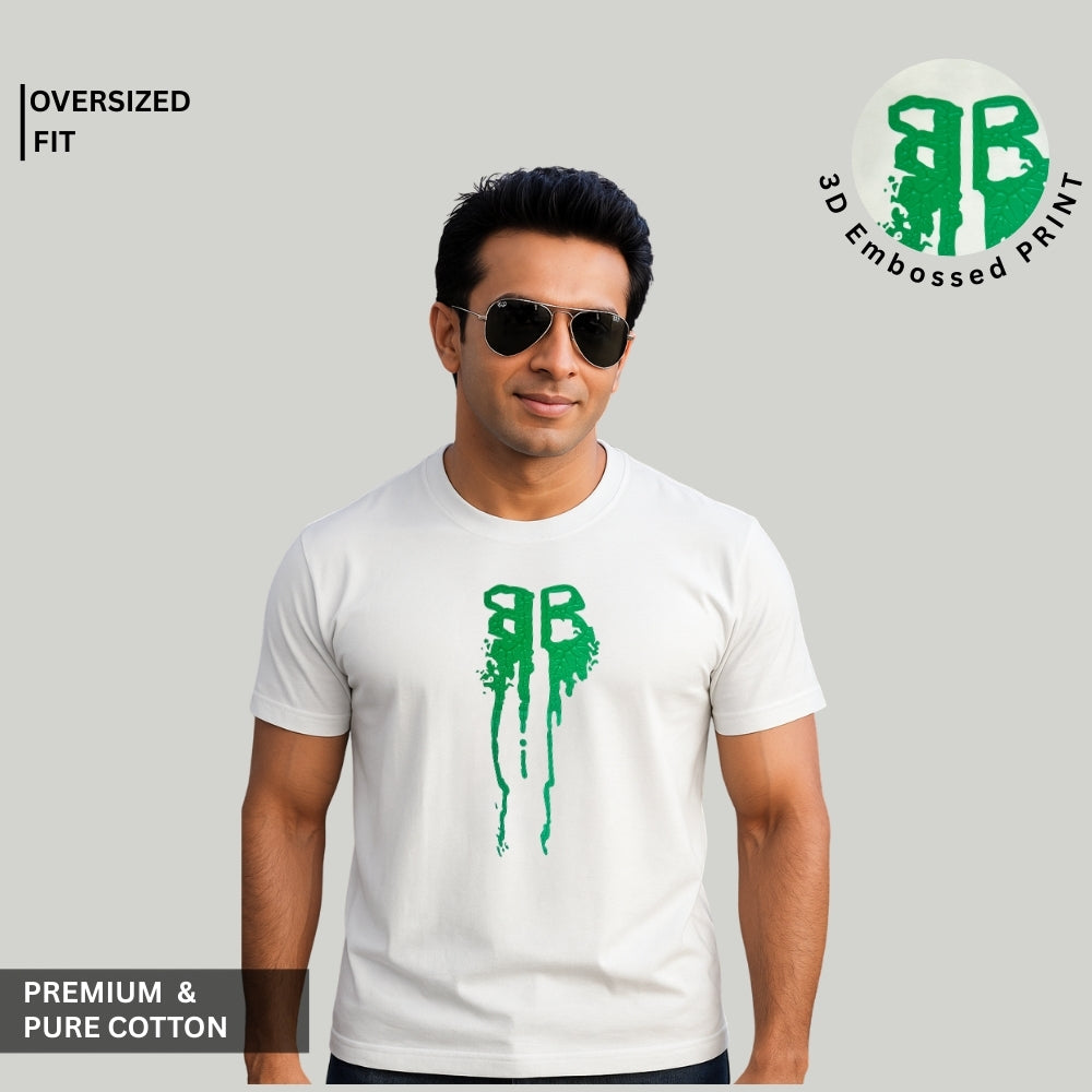 Premium 100% Cotton Round Neck Embossed Pattern T-Shirt For Men 35026