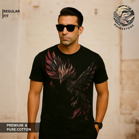 Black Premium 100% Cotton Animal Siroski T-Shirt For Men