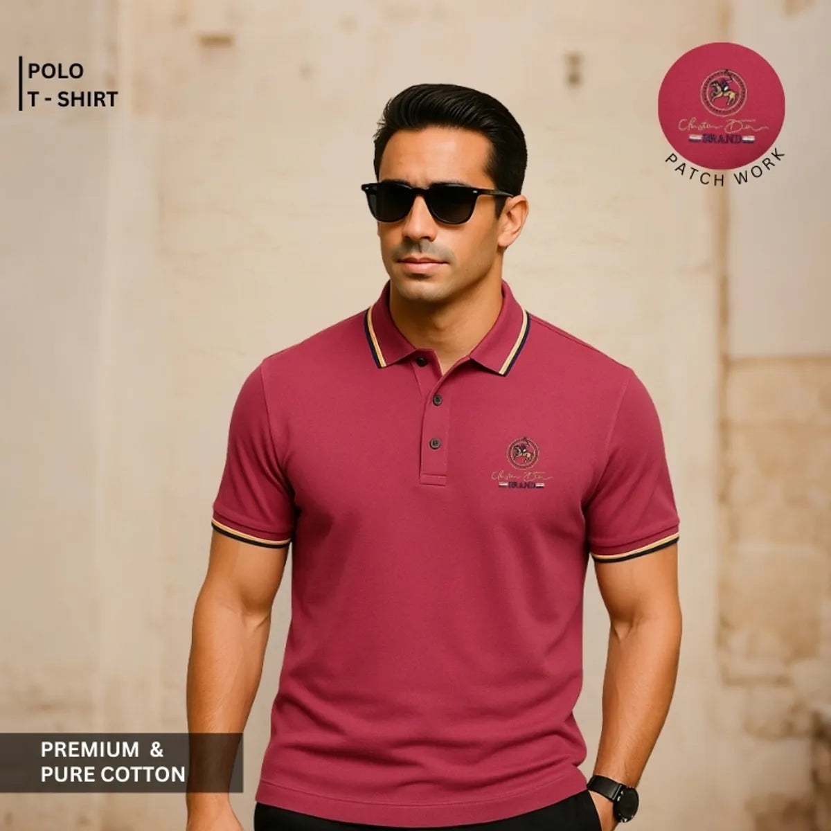 Pink Premium 100% Cotton Polo T-shirt For Men's