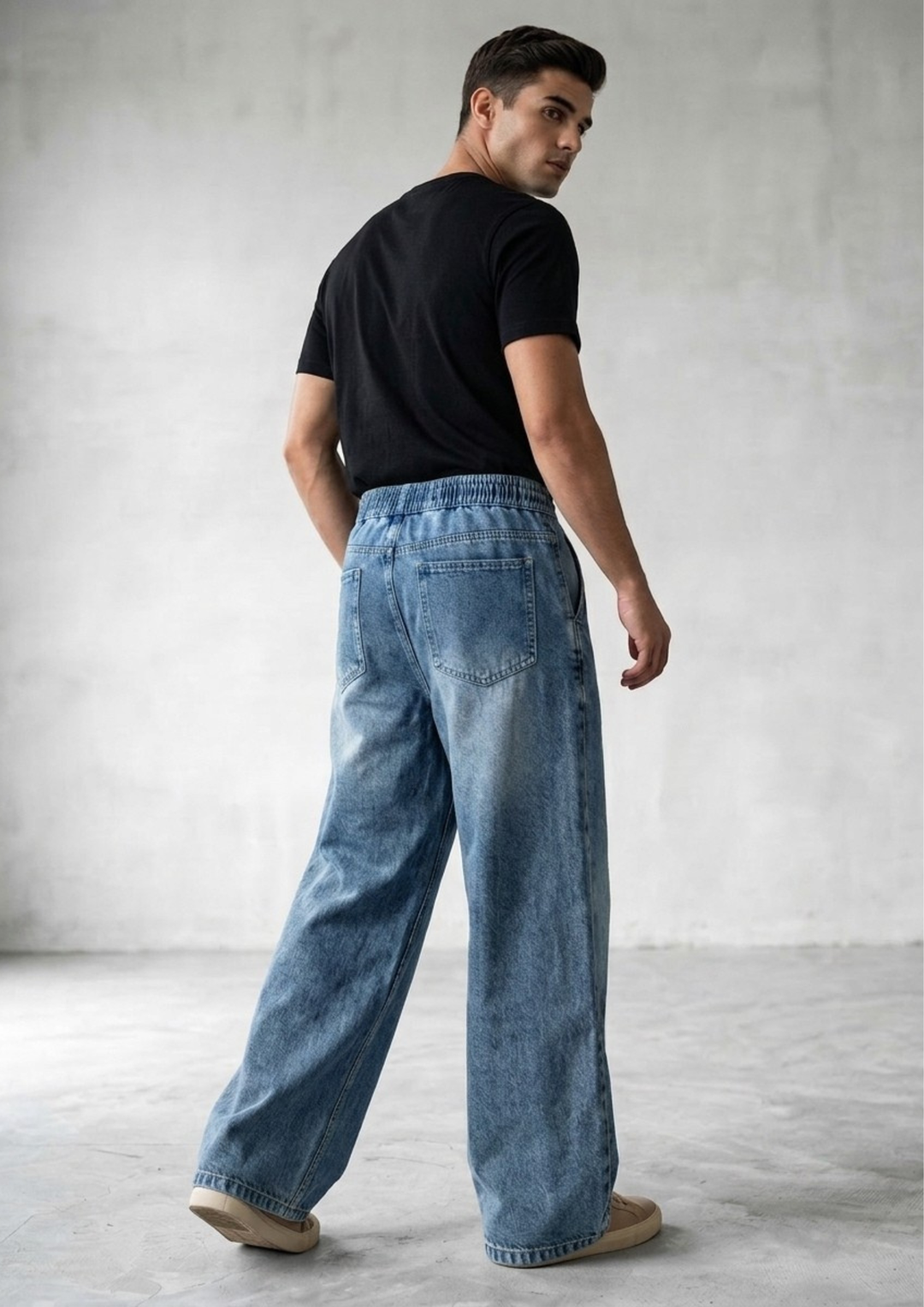 Relaxed Fit Denim with Unique Drawstring