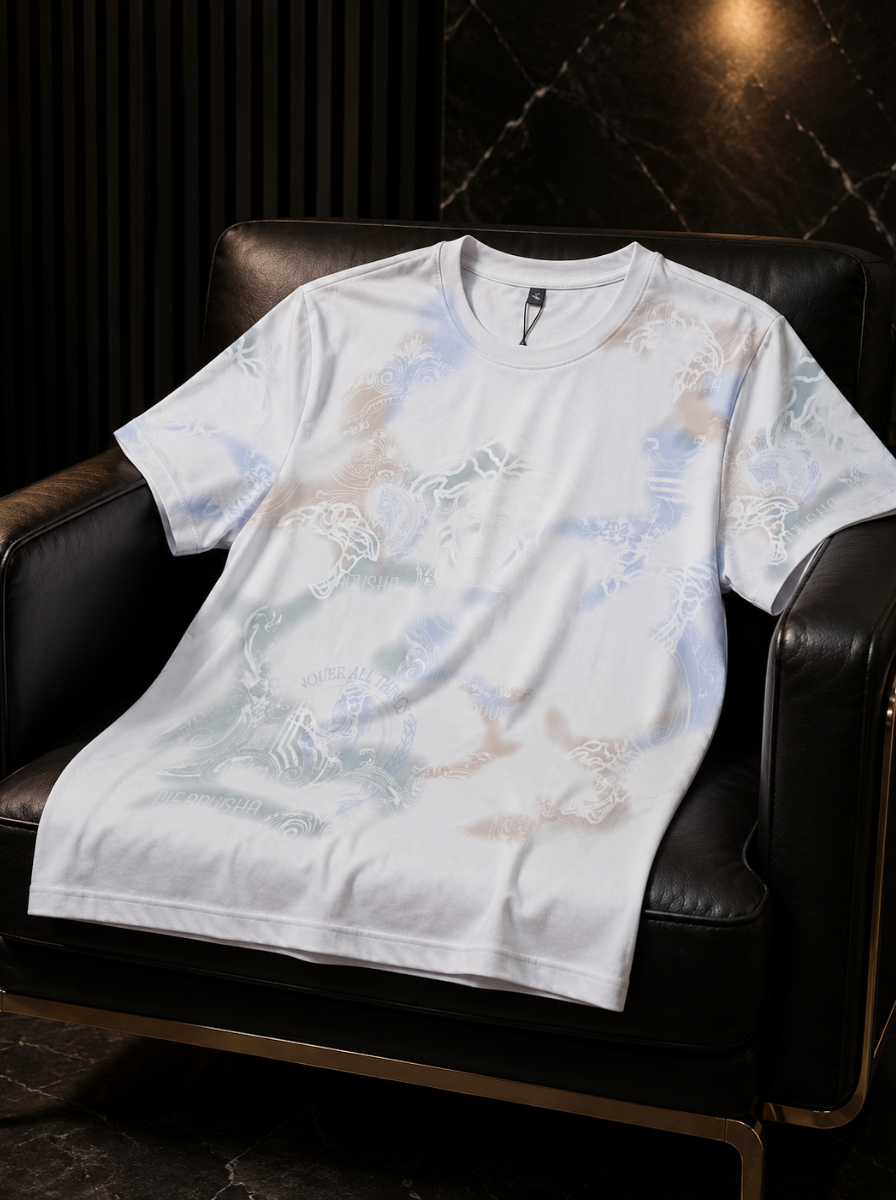 Medusa Embroidery Pastel Tie-Dye T-Shirt