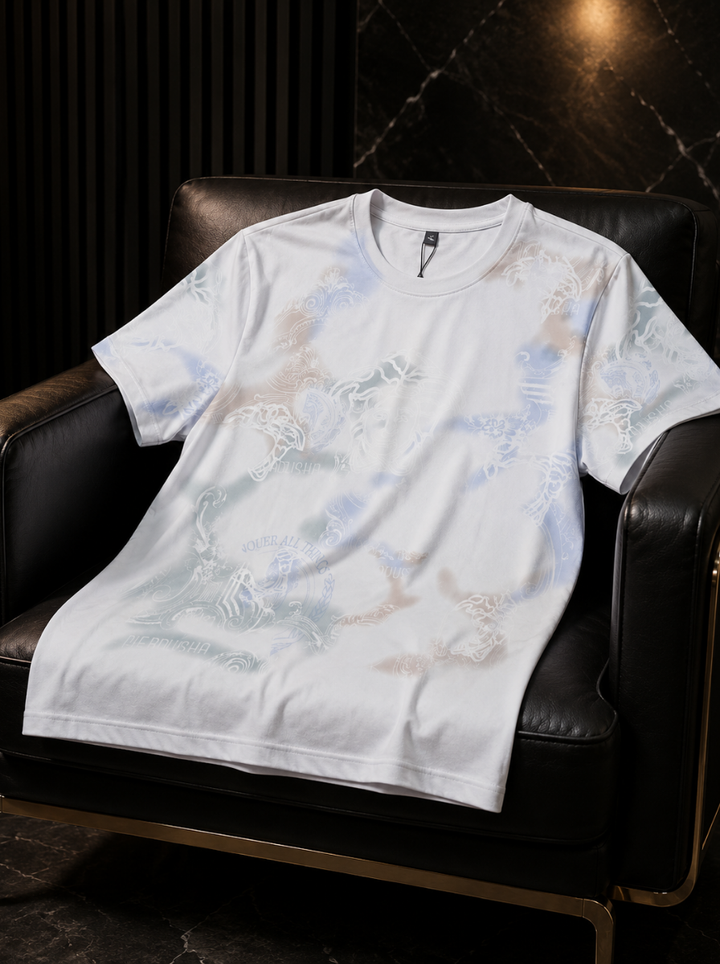 Medusa Embroidery Pastel Tie-Dye T-Shirt