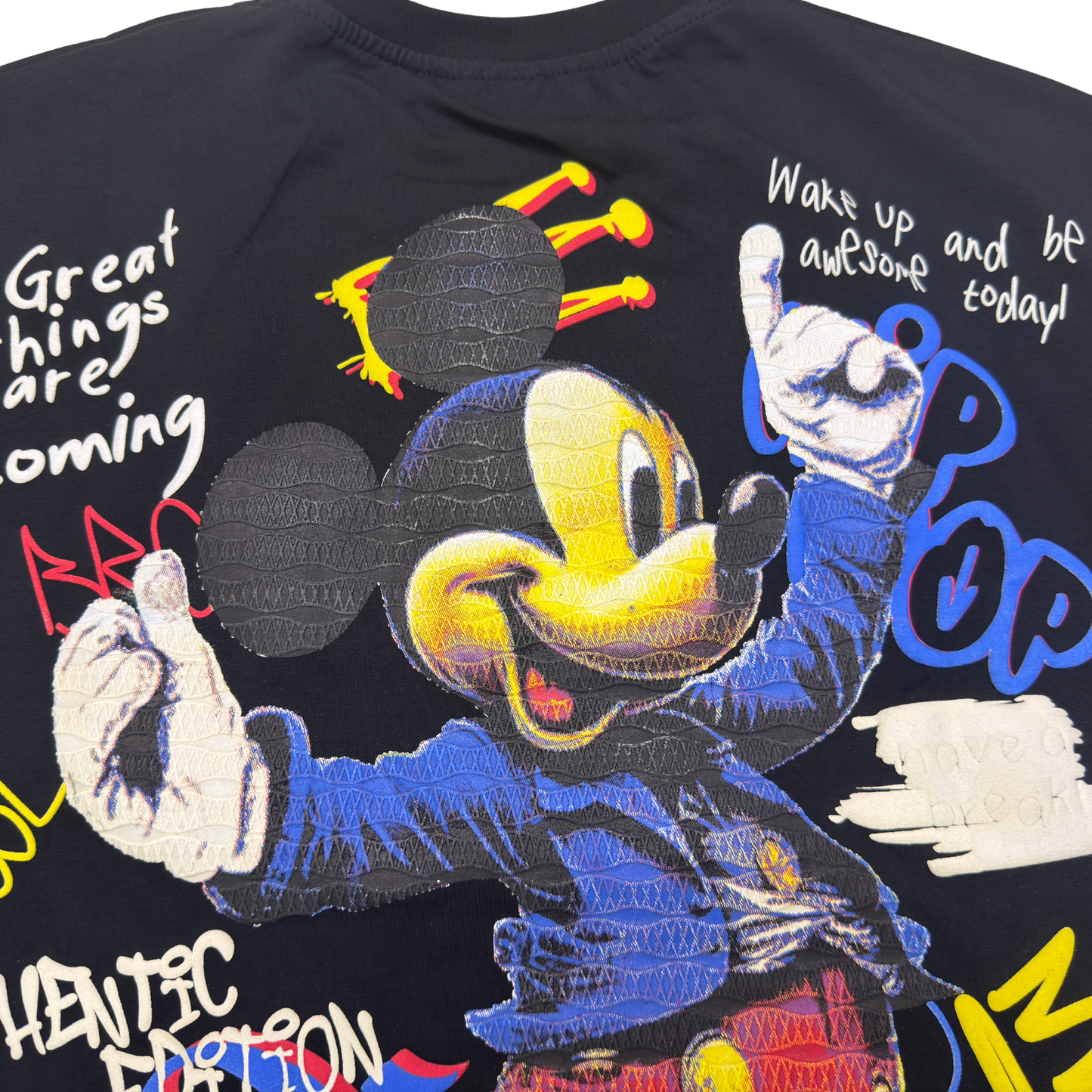 Micckey Mouse Women's Oversized Cotton T-Shirt, White, Round Neck, Half Sleeve, Graphic Print