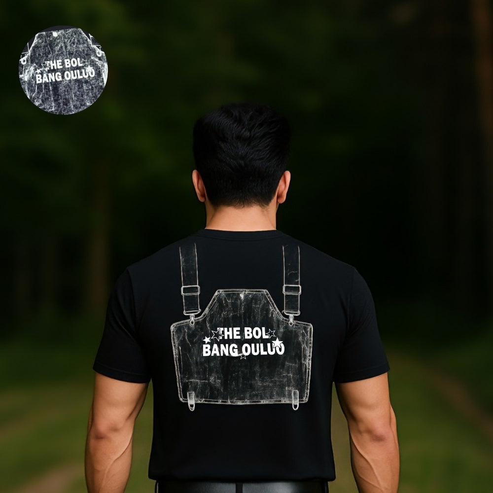 1224_Black Premium 100% Cotton Printed Round Neck T-Shirt For Men