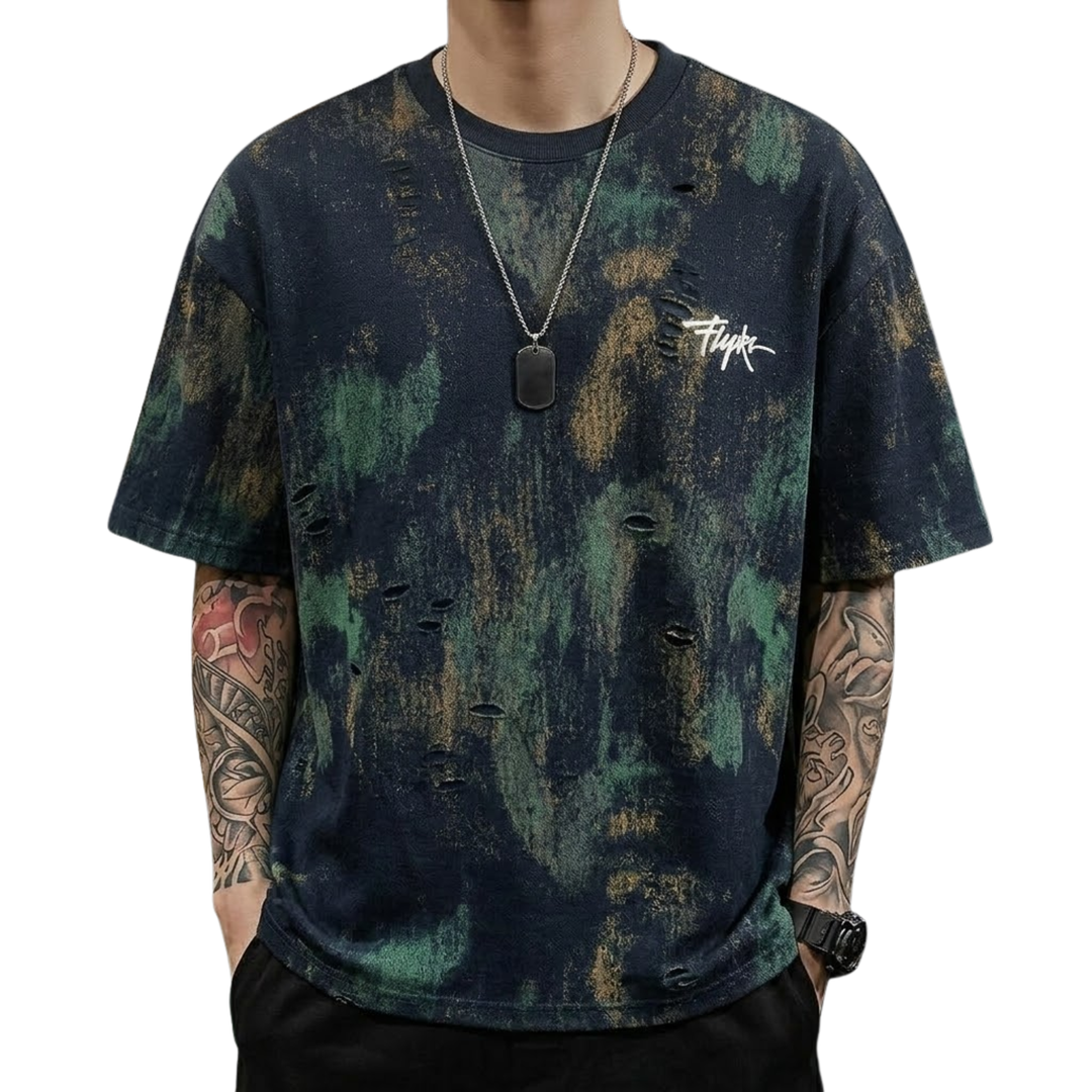 Rugged Print Round Neck T-Shirt
