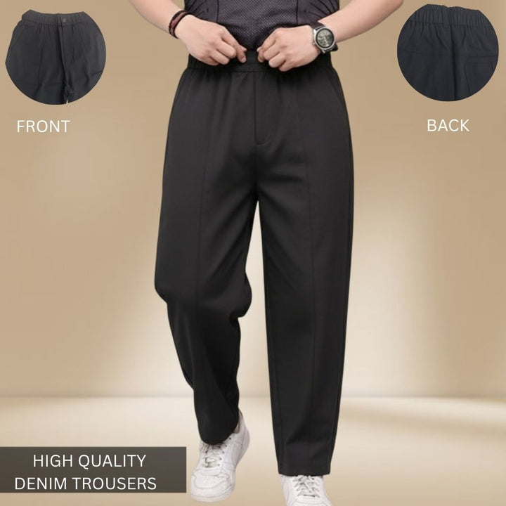 Black Premium Relax Fit Beggy formal Trousers – Ultra-Comfort Stretch Fabric For Men&