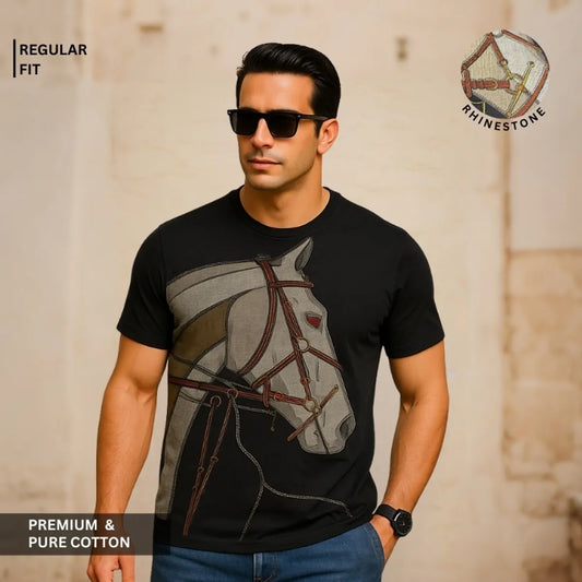 Premium 100% Cotton Animal Siroski T-Shirt For Men's