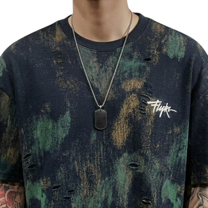 Rugged Print Round Neck T-Shirt