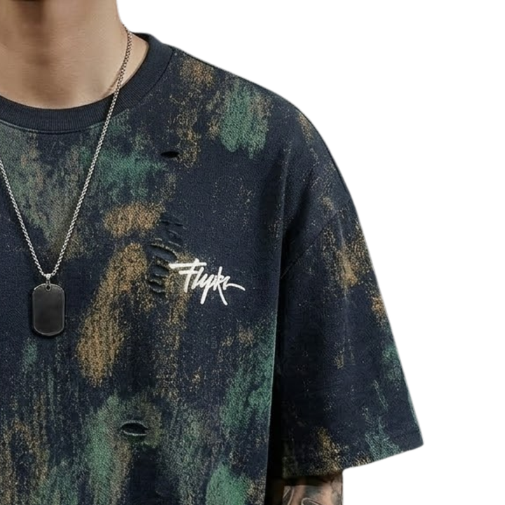 Rugged Print Round Neck T-Shirt