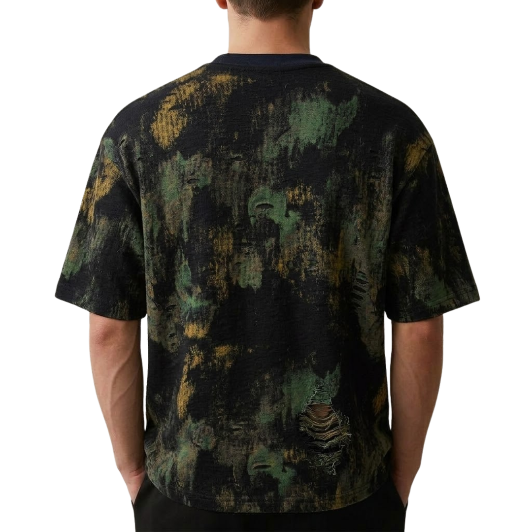 Rugged Print Round Neck T-Shirt