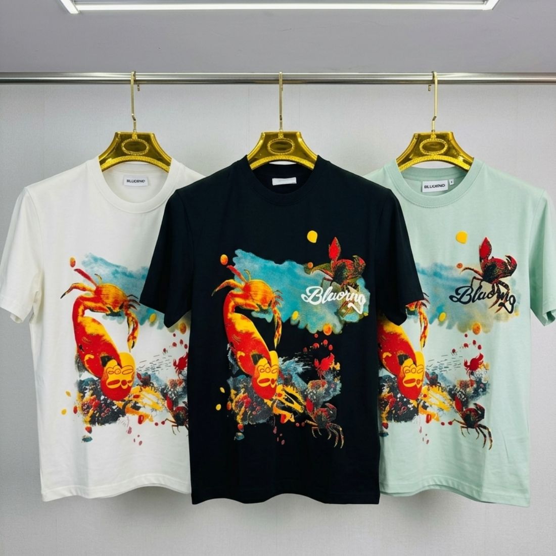 Deep Sea" 3D Textured Graphic Tee - Off-White Premium Cotton T-Shirt
