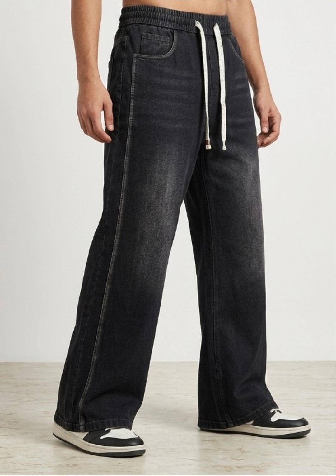 Relaxed Fit Denim with Unique Drawstring