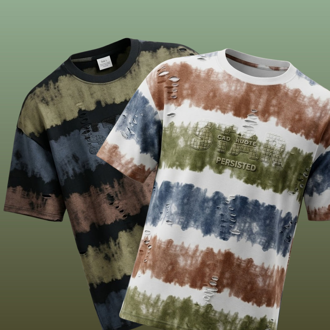 Rugged Look Multi-Stripe Print T-Shirt