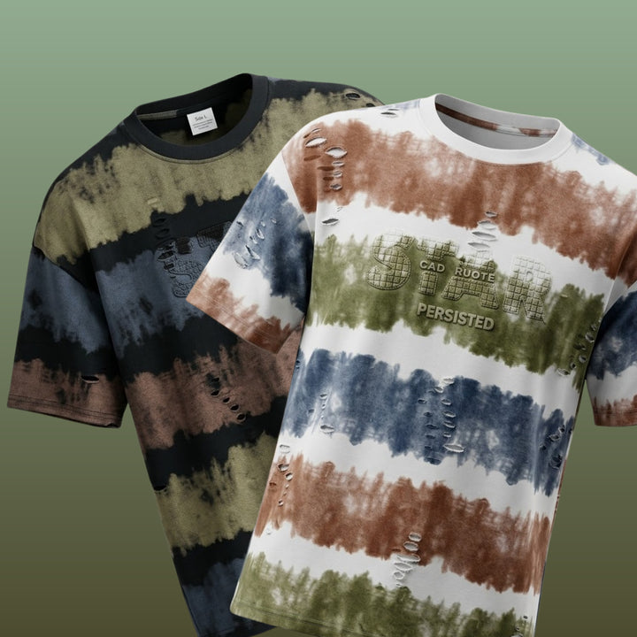 Rugged Look Multi-Stripe Print T-Shirt