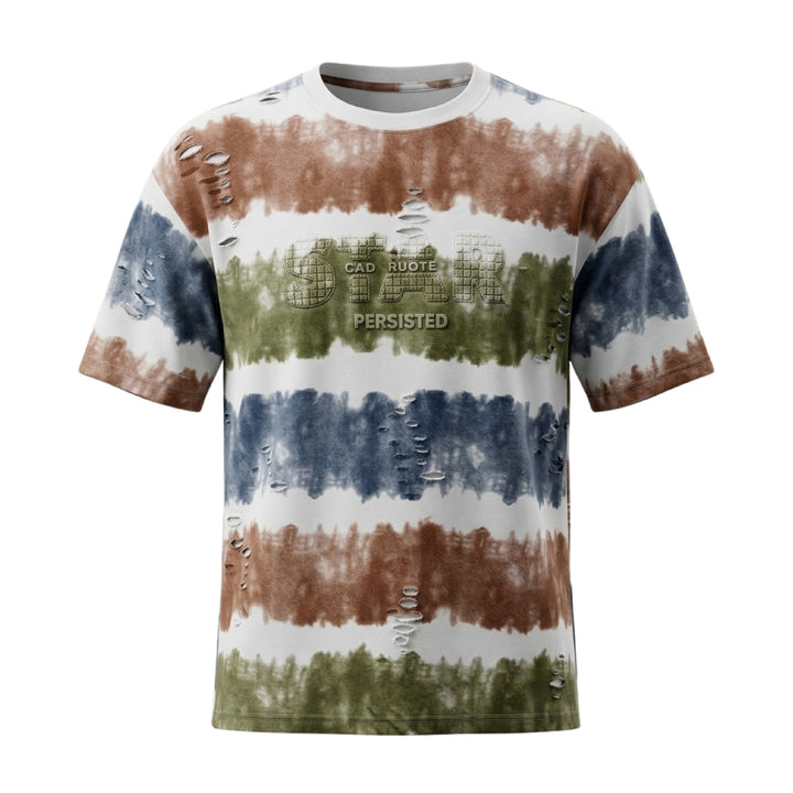 Rugged Look Multi-Stripe Print T-Shirt