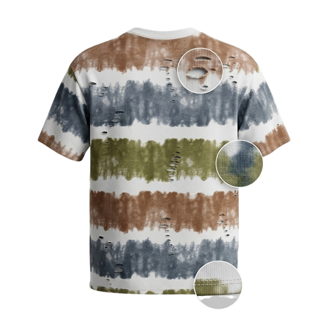 Rugged Look Multi-Stripe Print T-Shirt