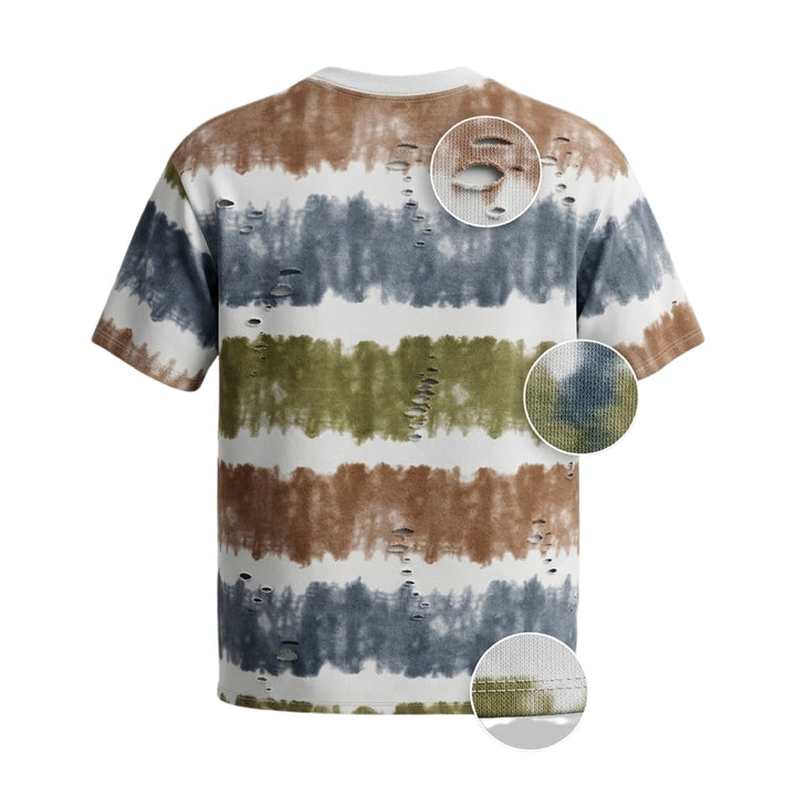 Rugged Look Multi-Stripe Print T-Shirt
