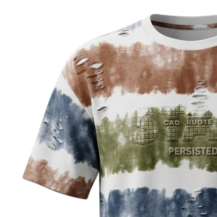Rugged Look Multi-Stripe Print T-Shirt