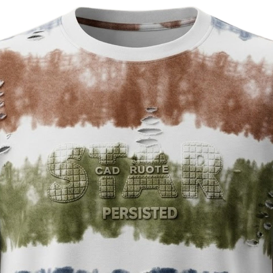 Rugged Look Multi-Stripe Print T-Shirt