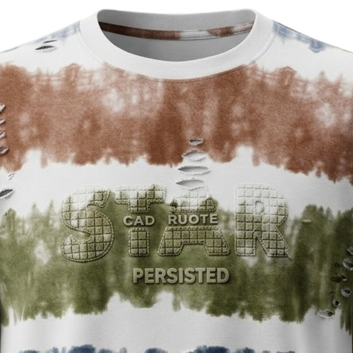 Rugged Look Multi-Stripe Print T-Shirt