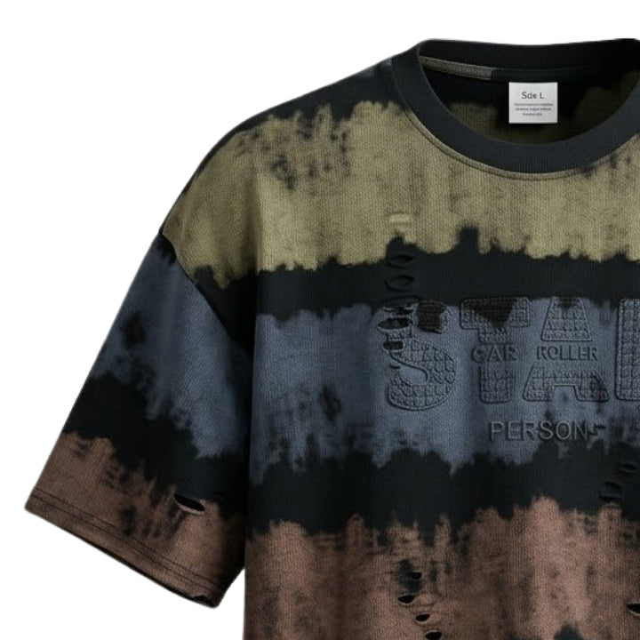 Rugged Look Multi-Stripe Print T-Shirt