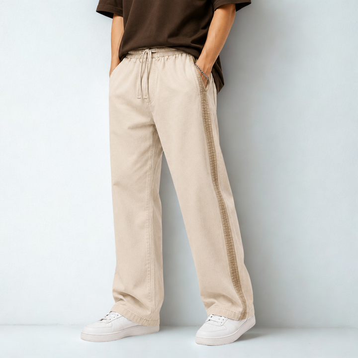  Denim Joggers with Side-Stripe