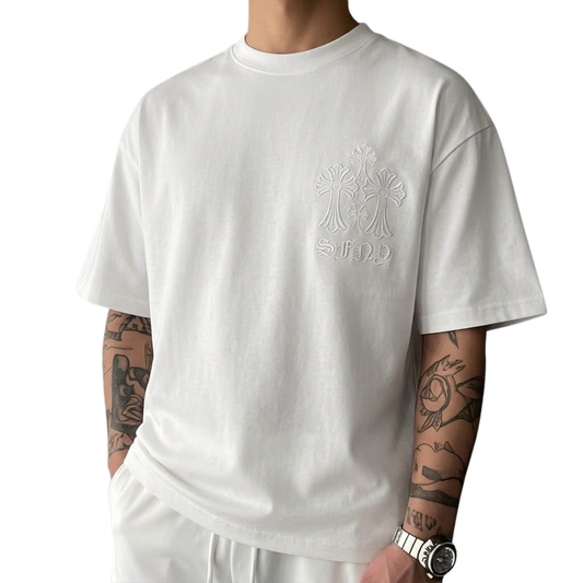 R/NECK T SHIRT EMBOSED PATTERN_35109