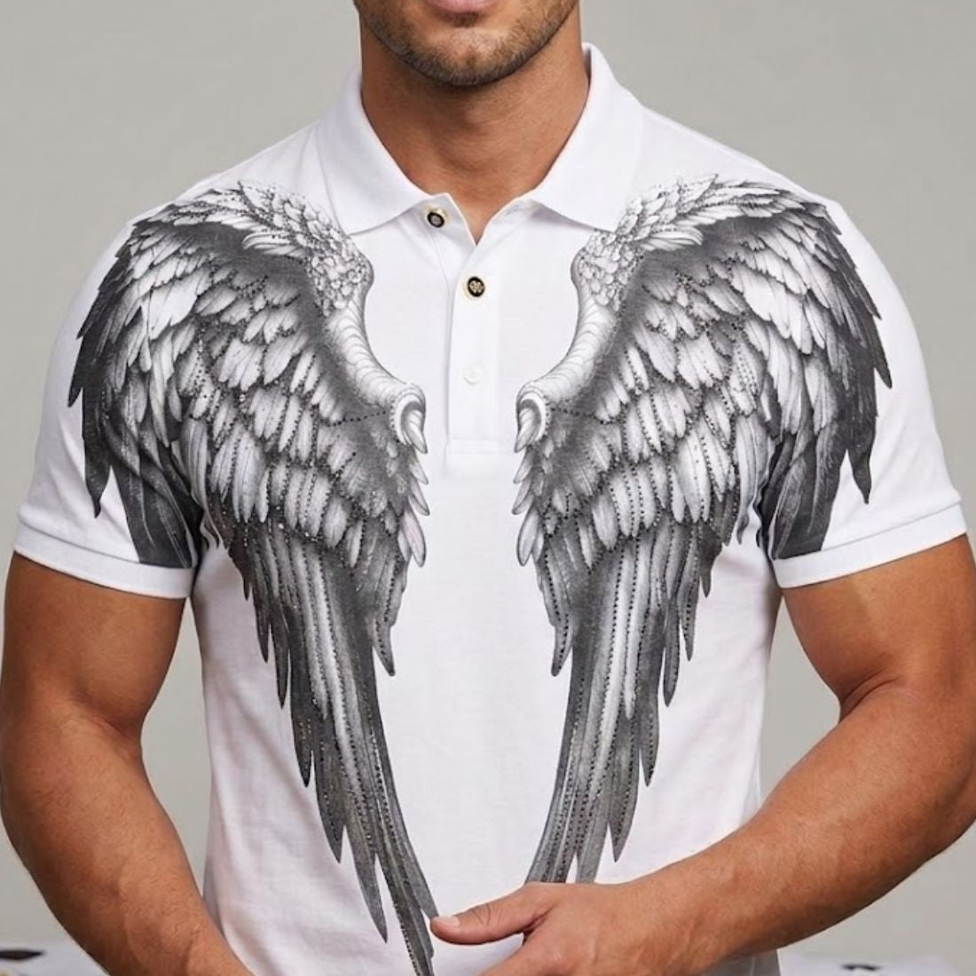 Angel Wings Printed Polo T-Shirt Graphic Polo T-Shirt