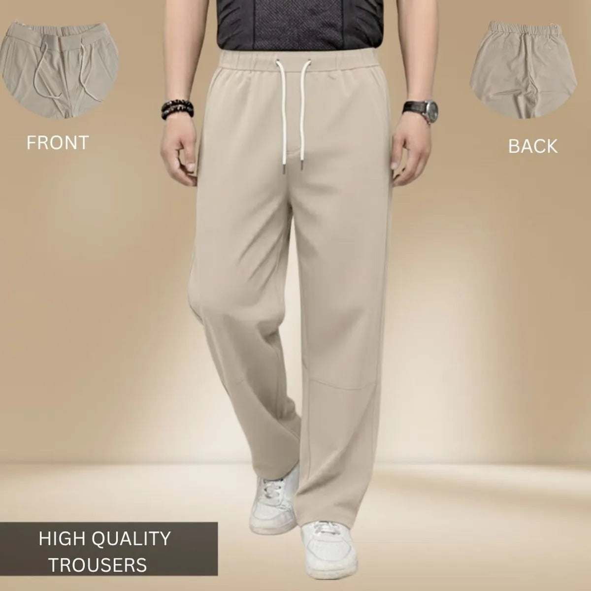 Brown Premium Relax Fit High-Quality Trousers – Ultra-Comfort Stretch Fabric For Men's
