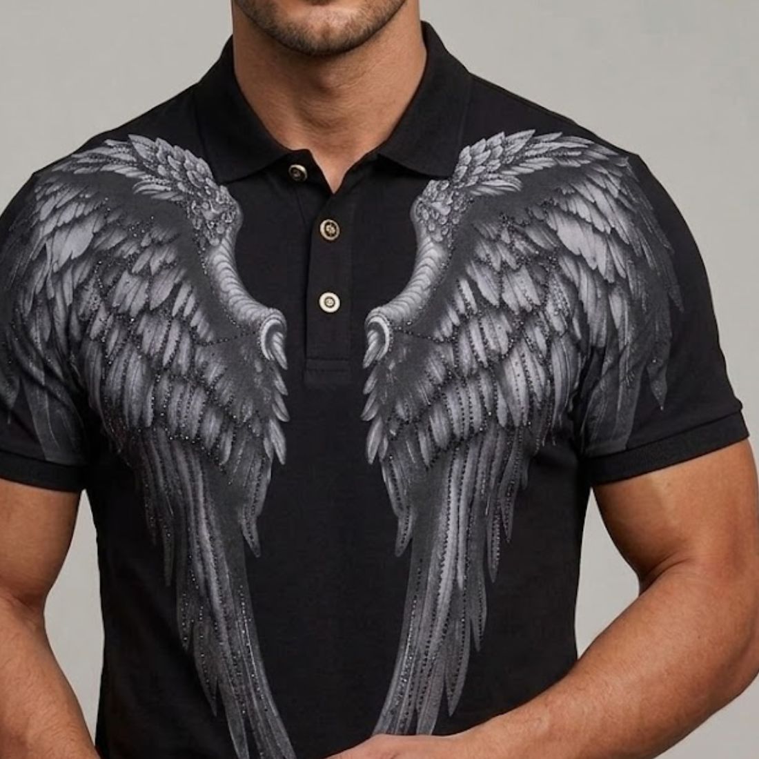 Angel Wings Printed Polo T-Shirt Graphic Polo T-Shirt