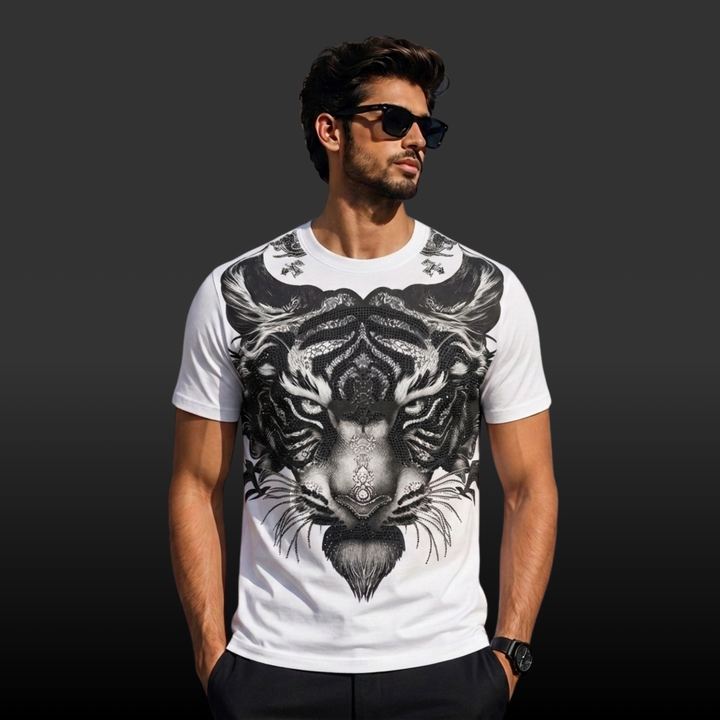 Oversized Tiger Print Swarovski Embellished T-Shirt