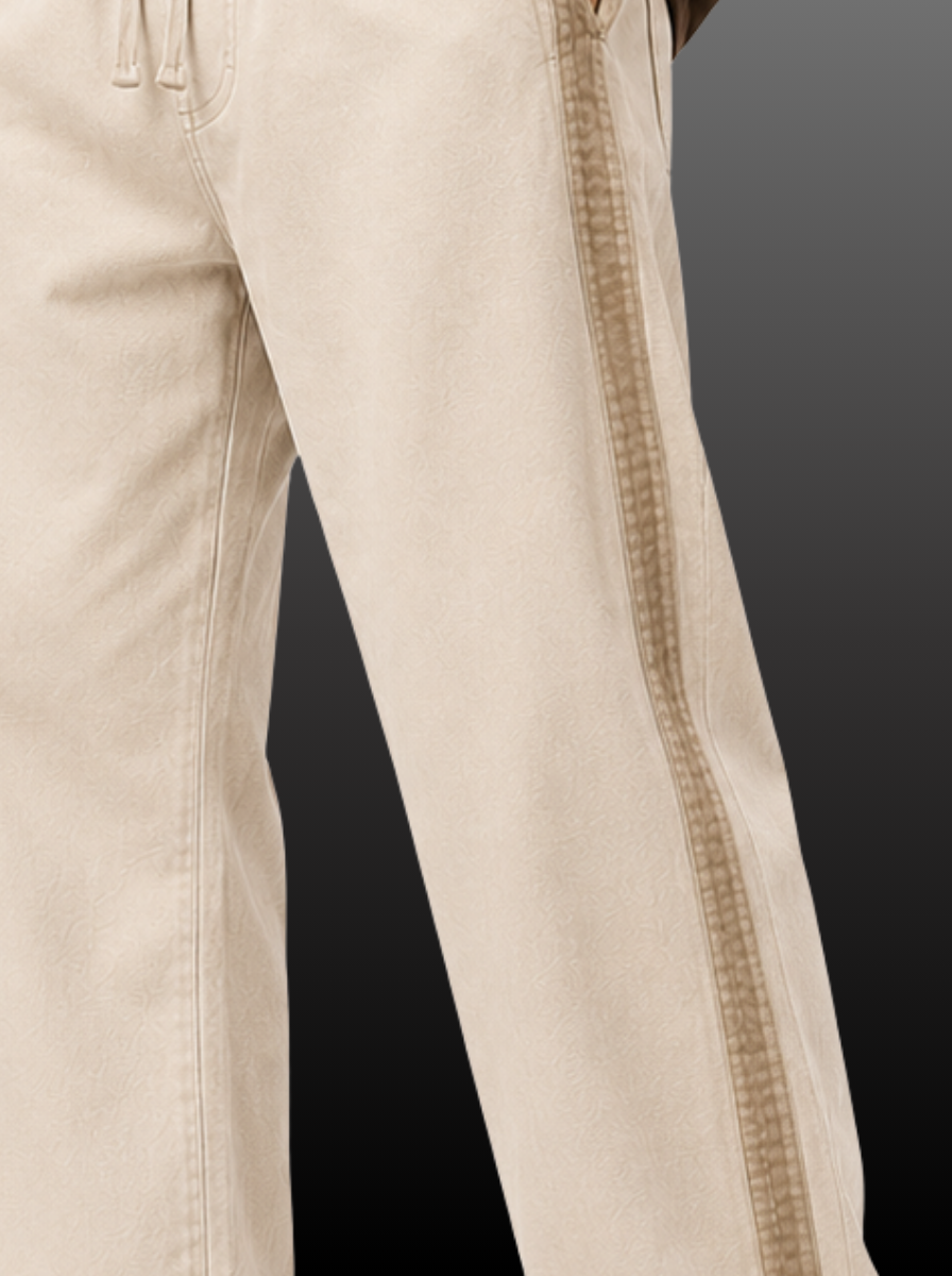  Denim Joggers with Side-Stripe