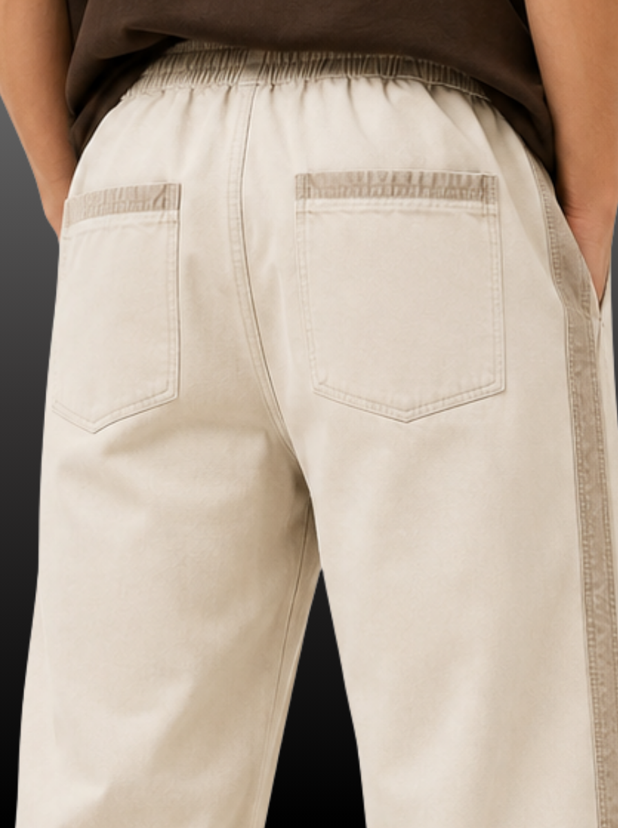  Denim Joggers with Side-Stripe