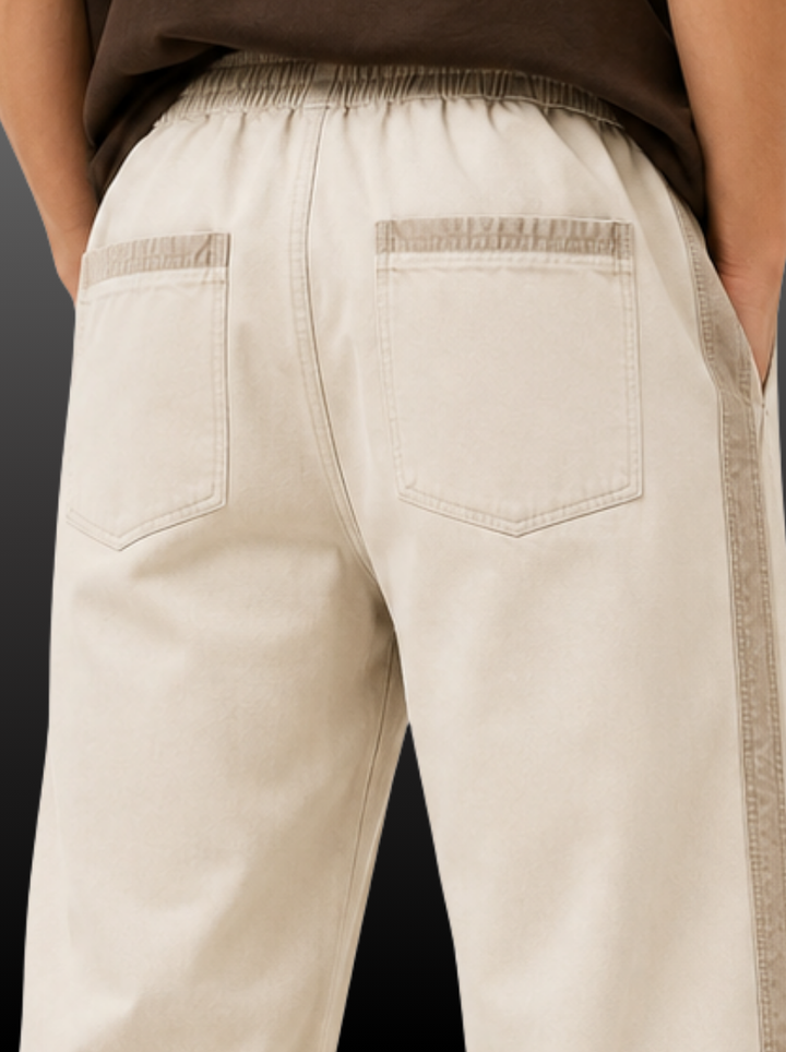  Denim Joggers with Side-Stripe