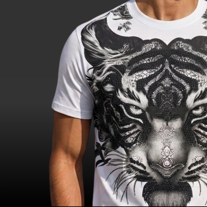Oversized Tiger Print Swarovski Embellished T-Shirt