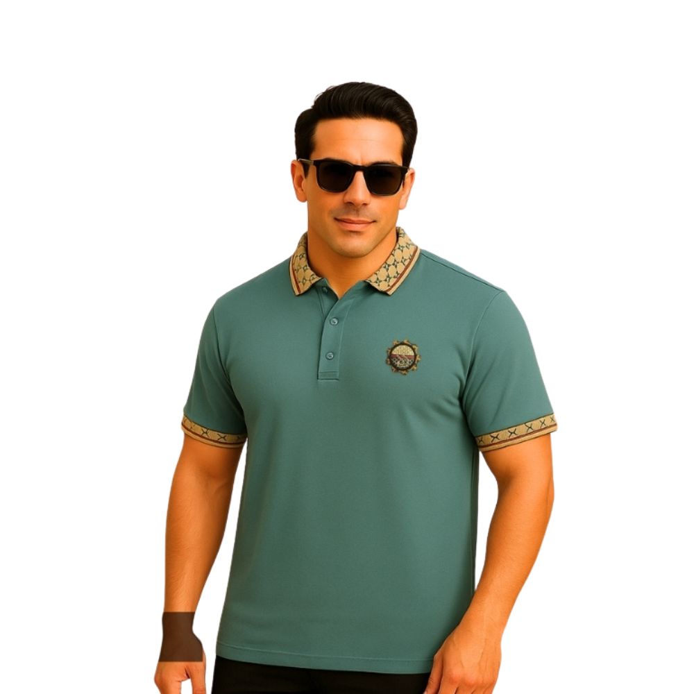 Men's Premium Pure Cotton Oversized Polo T-Shirt in Teal green
