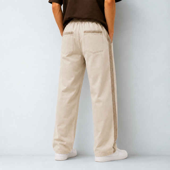  Denim Joggers with Side-Stripe