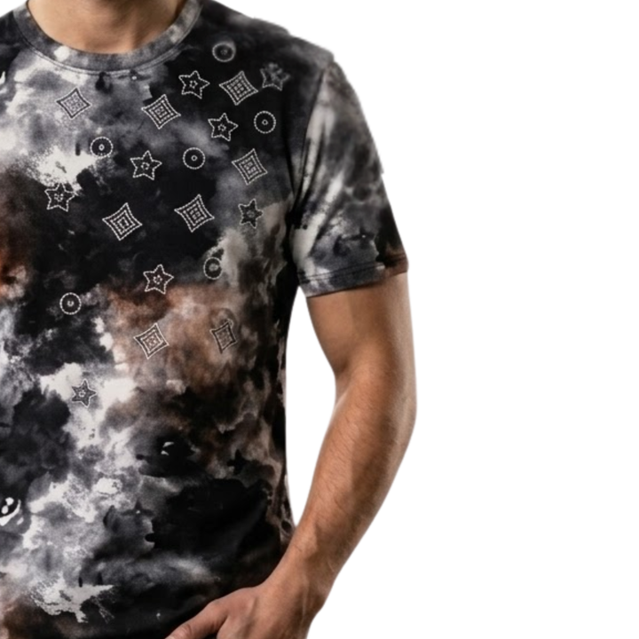 Premium Black Smoke Print Streetwear T-Shirt