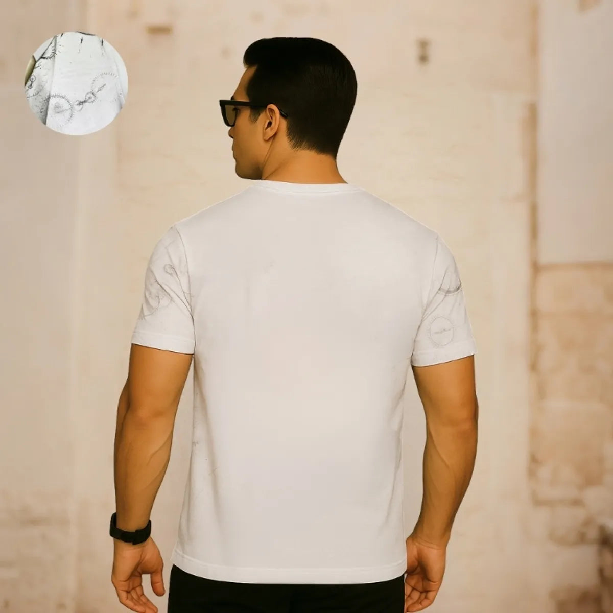 White Premium 100% Cotton Animal Srioski T-Shirt – Regular Fit.