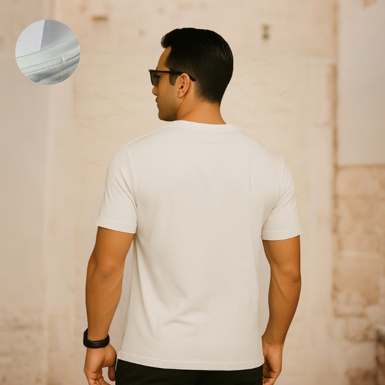 Men’s Premium Eagle Rhinestone Graphic White Cotton T-Shirt – Regular Fit