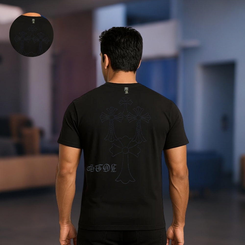Men’s Premium Black Oversized T-Shirt | 100% Cotton | Embroidered Streetwear Tee