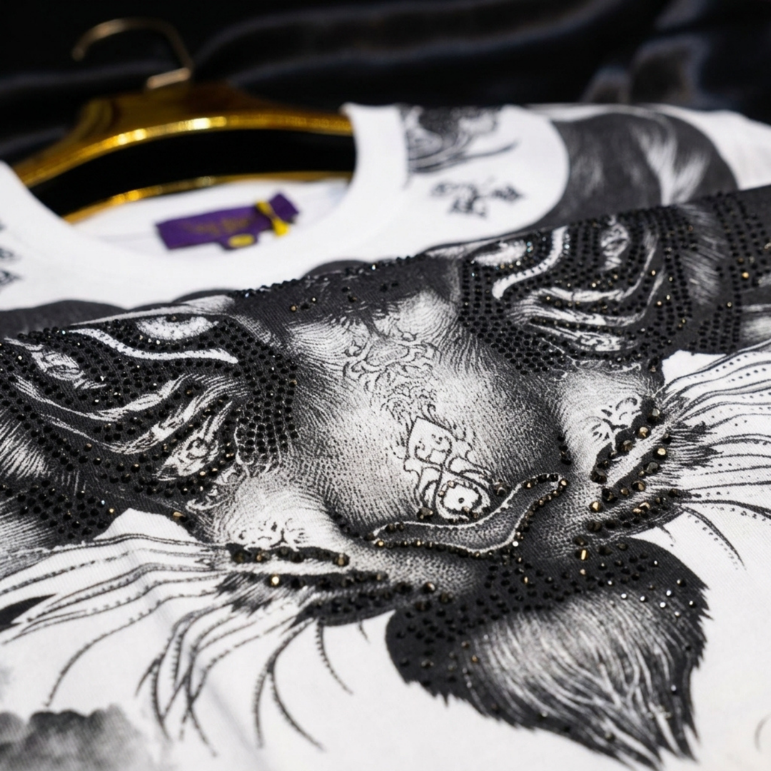 Oversized Tiger Print Swarovski Embellished T-Shirt