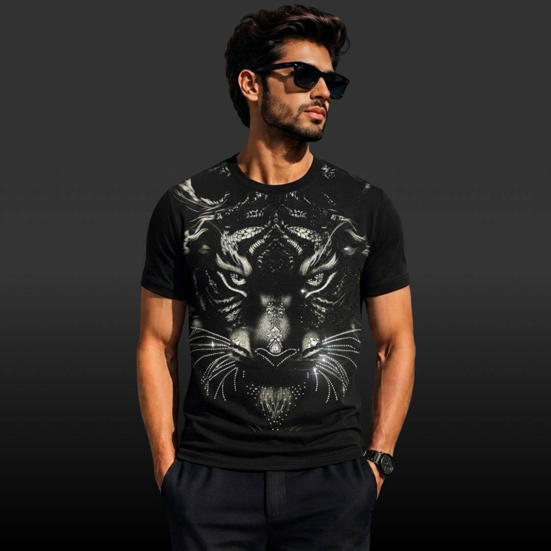 Oversized Tiger Print Swarovski Embellished T-Shirt