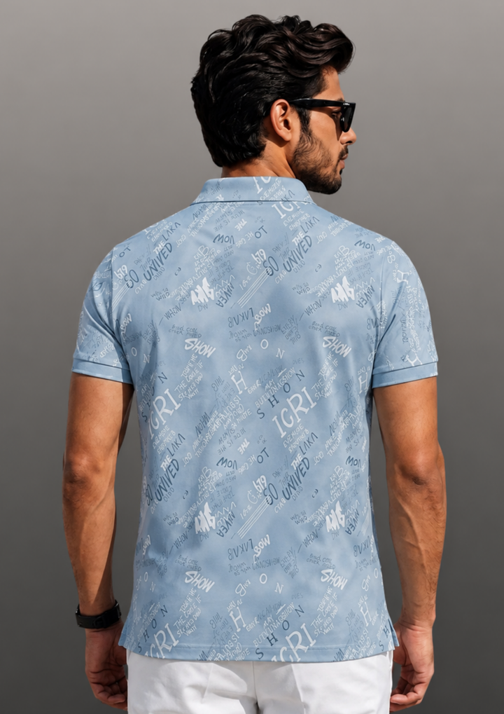Typographic Print Casual Polo T-Shirt