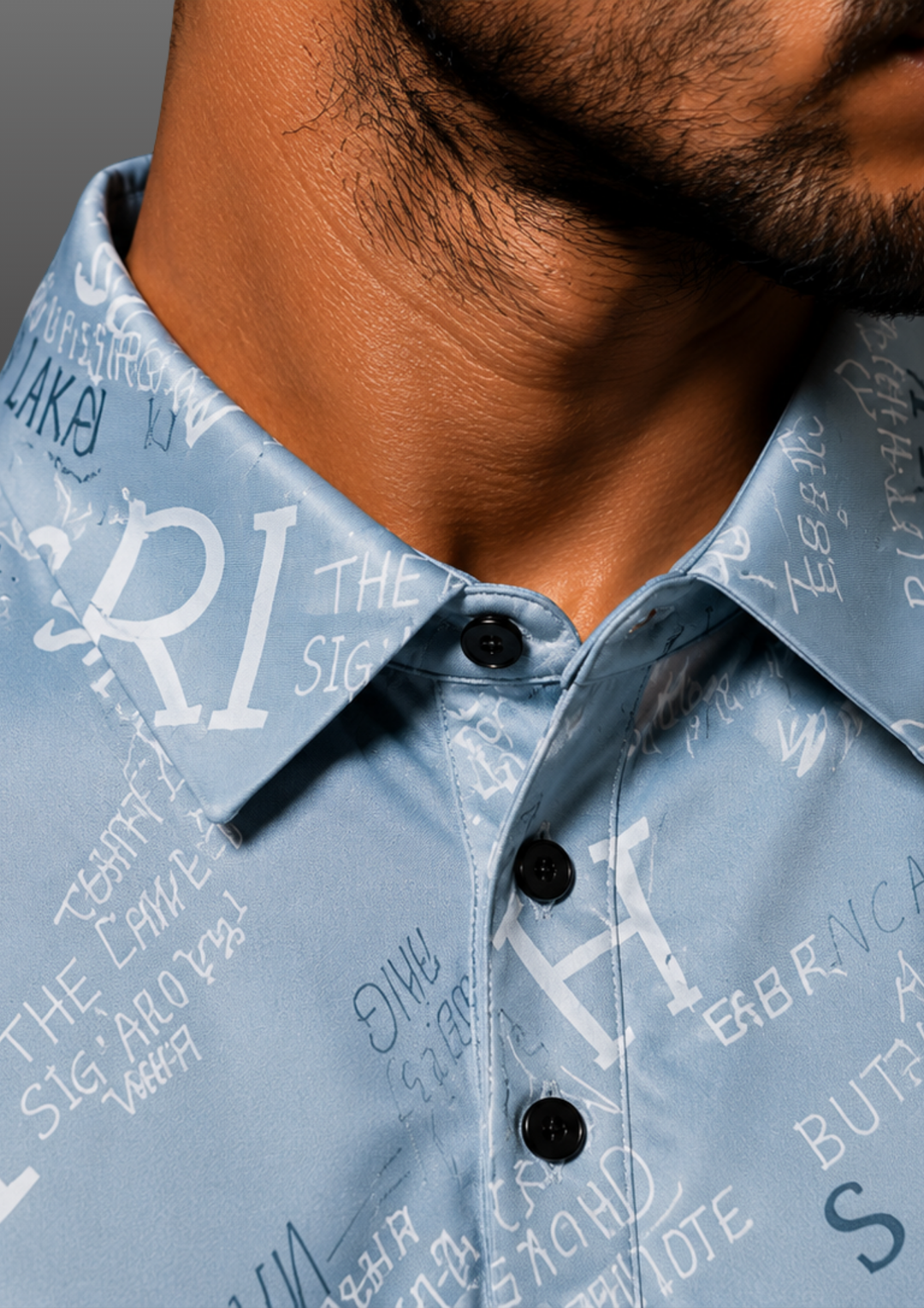 Typographic Print Casual Polo T-Shirt