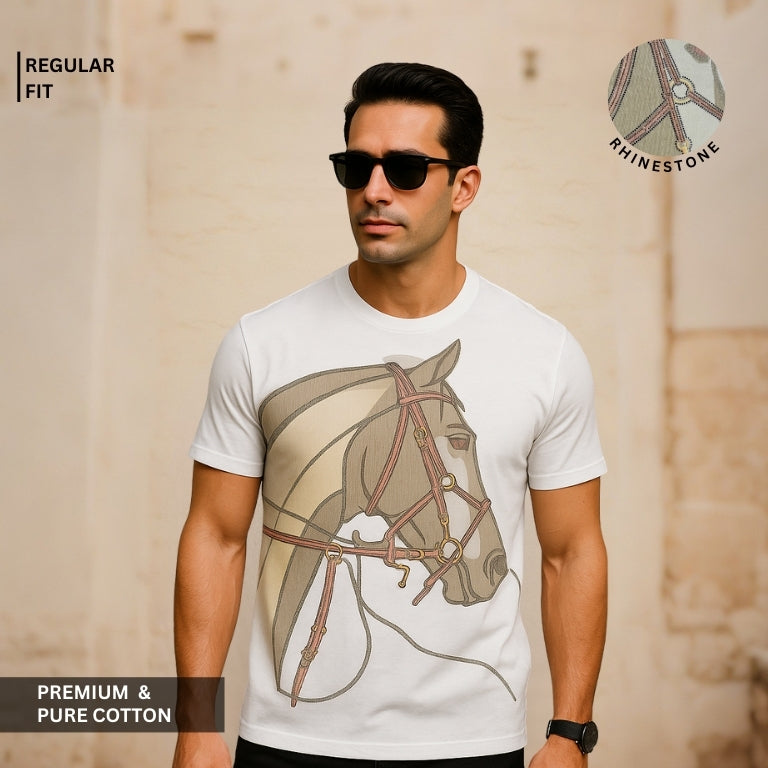 Premium 100% Cotton Animal Siroski T-Shirt For Men's