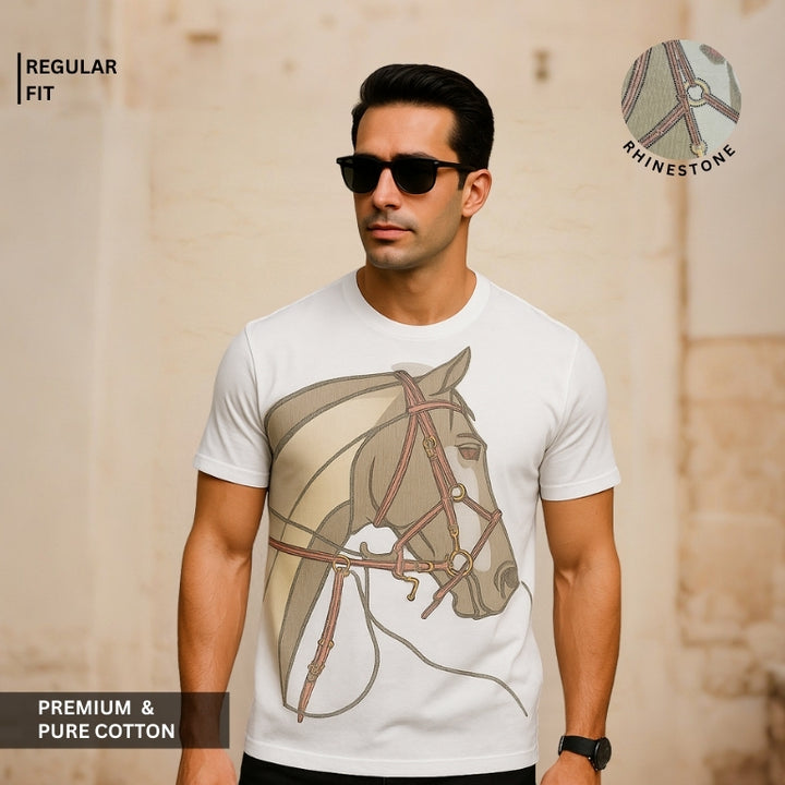 Horse Bridle Print T-Shirt for Men
