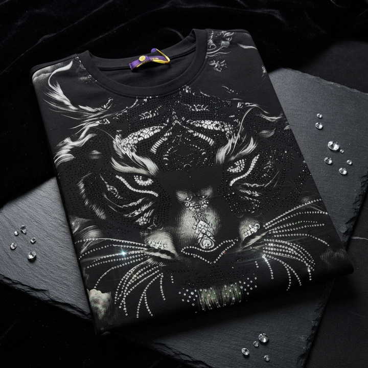 Oversized Tiger Print Swarovski Embellished T-Shirt